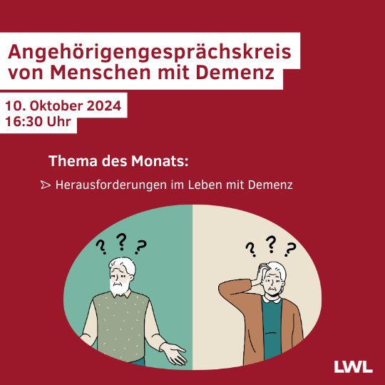 Der Instagram-Post zur Terminankündigung, der einen alten nachdenklichen Mann mit Fragezeichen über dem Kopf zeigt und die Beitragsüberschrift trägt.