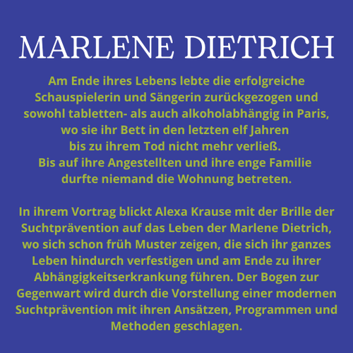Informationen zum Leben der erfolgreichen Schauspielerin und Sängerin (Marlene Dietrich).