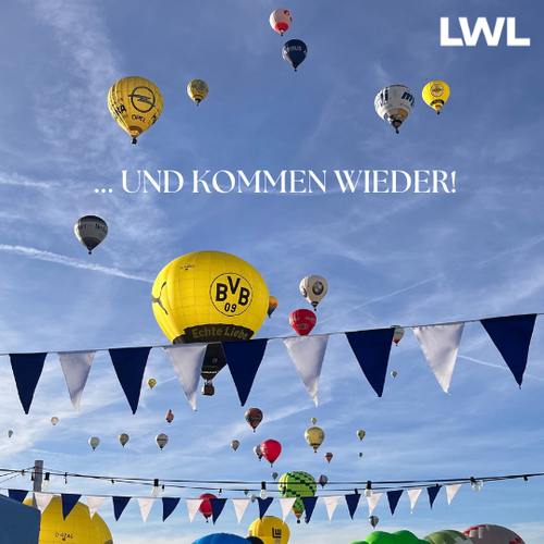 Viele Heißluftballons, die am Himmel zu sehen sind.